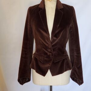 Black Halo Retro Velvetty Blazer Jacket Womens Size S